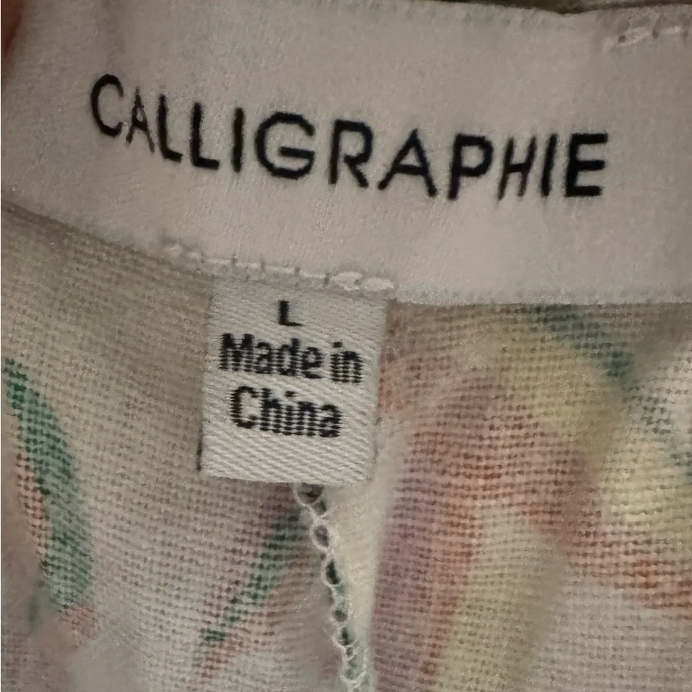 Calligraphie Leaf Print wiWooden Beads Pants - Picture 7 of 12